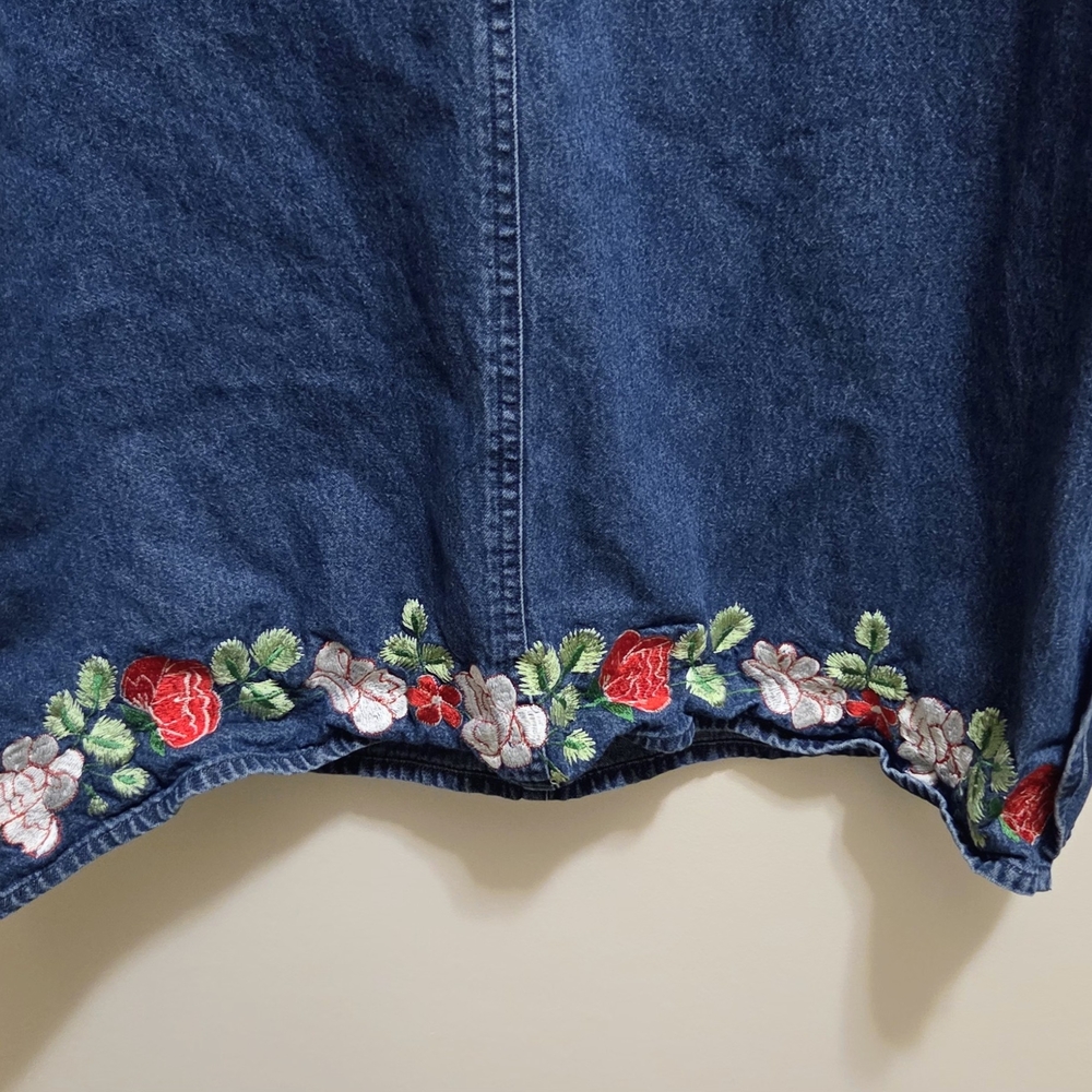 Vintage Agapo Denim floral and leaves maxi dress and button down combo size MP - Picture 4 of 7